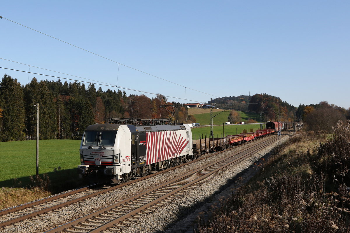 193 775 mit einem gemischten Gterzug am 9. November 2020 bei Grabensttt.