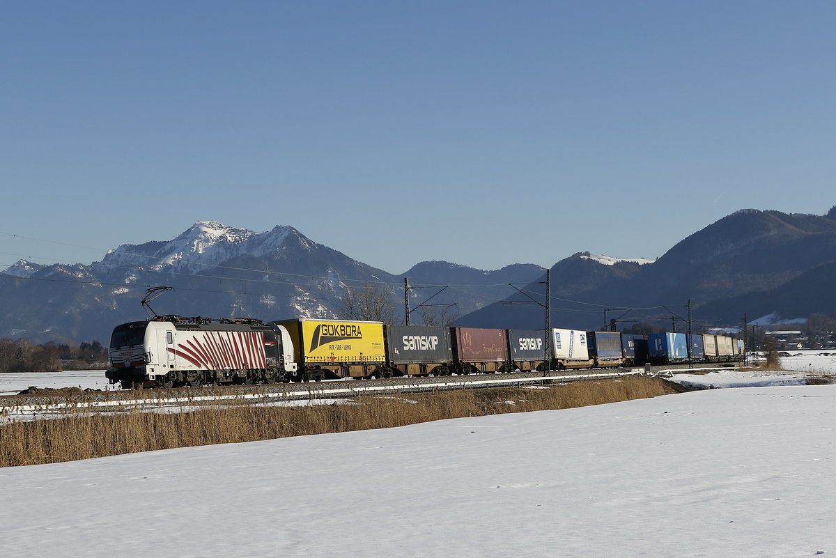 193 776 mit dem  Interkombi  am 15. Februar 2019 bei Bernau am Chiemsee.