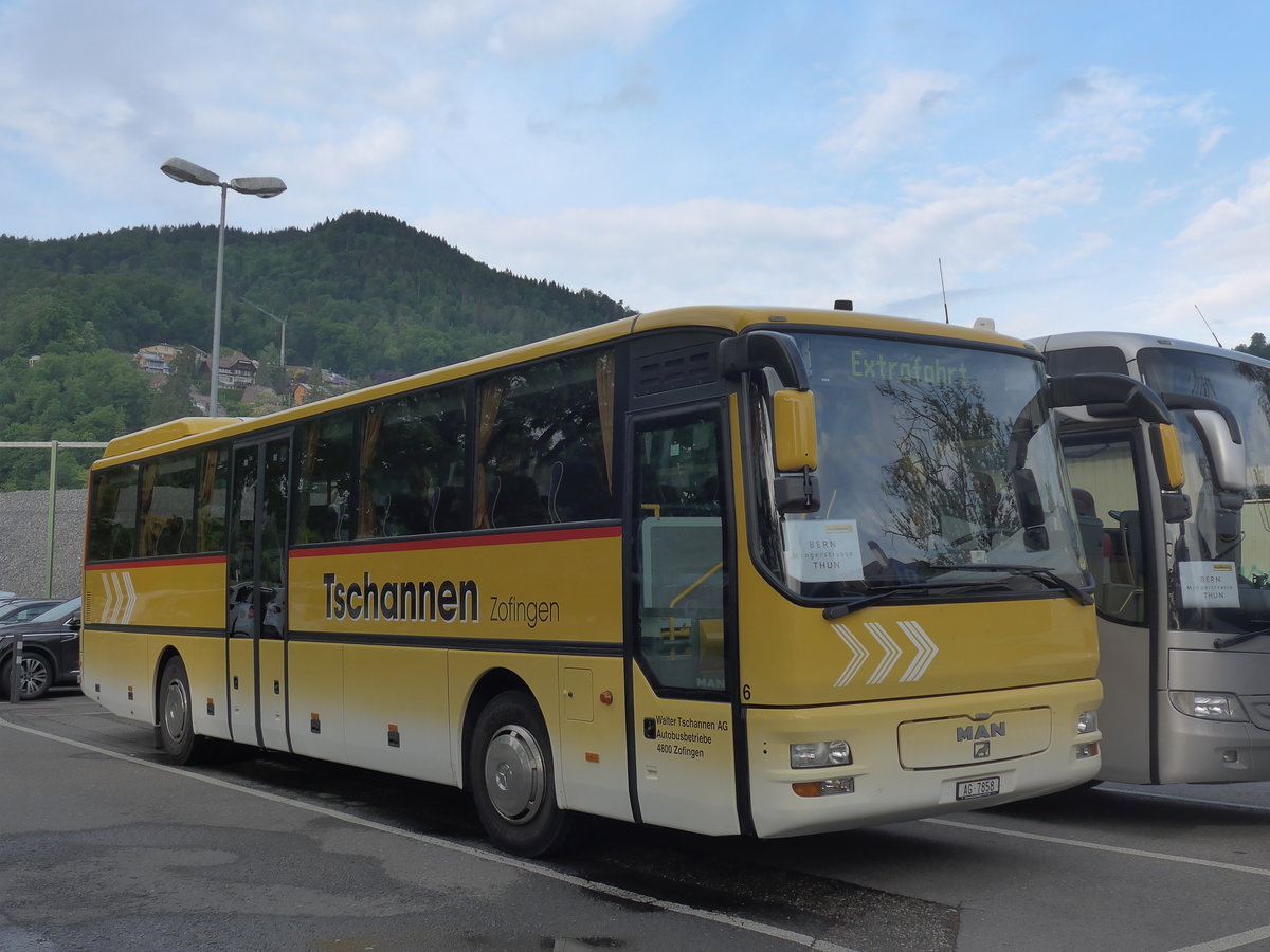 (193'021) - Tschannen, Zofingen - Nr. 6/AG 7858 - MAN (ex STI Thun Nr. 39) am 16. Mai 2018 in Thun, Seestrasse