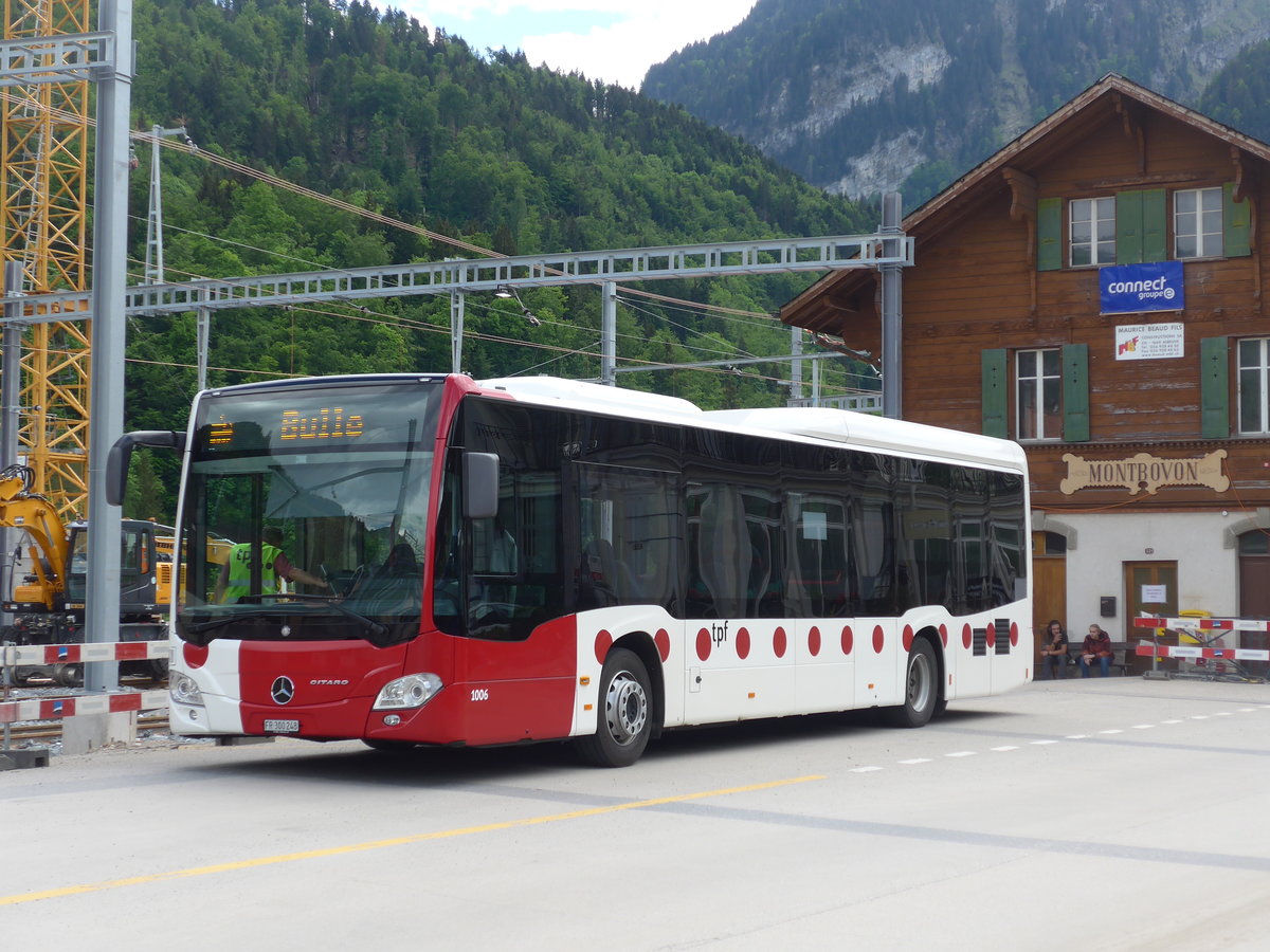 (193'335) - TPF Fribourg - Nr. 1006/FR 300'248 - Mercedes am 21. Mai 2018 beim Bahnhof Montbovon