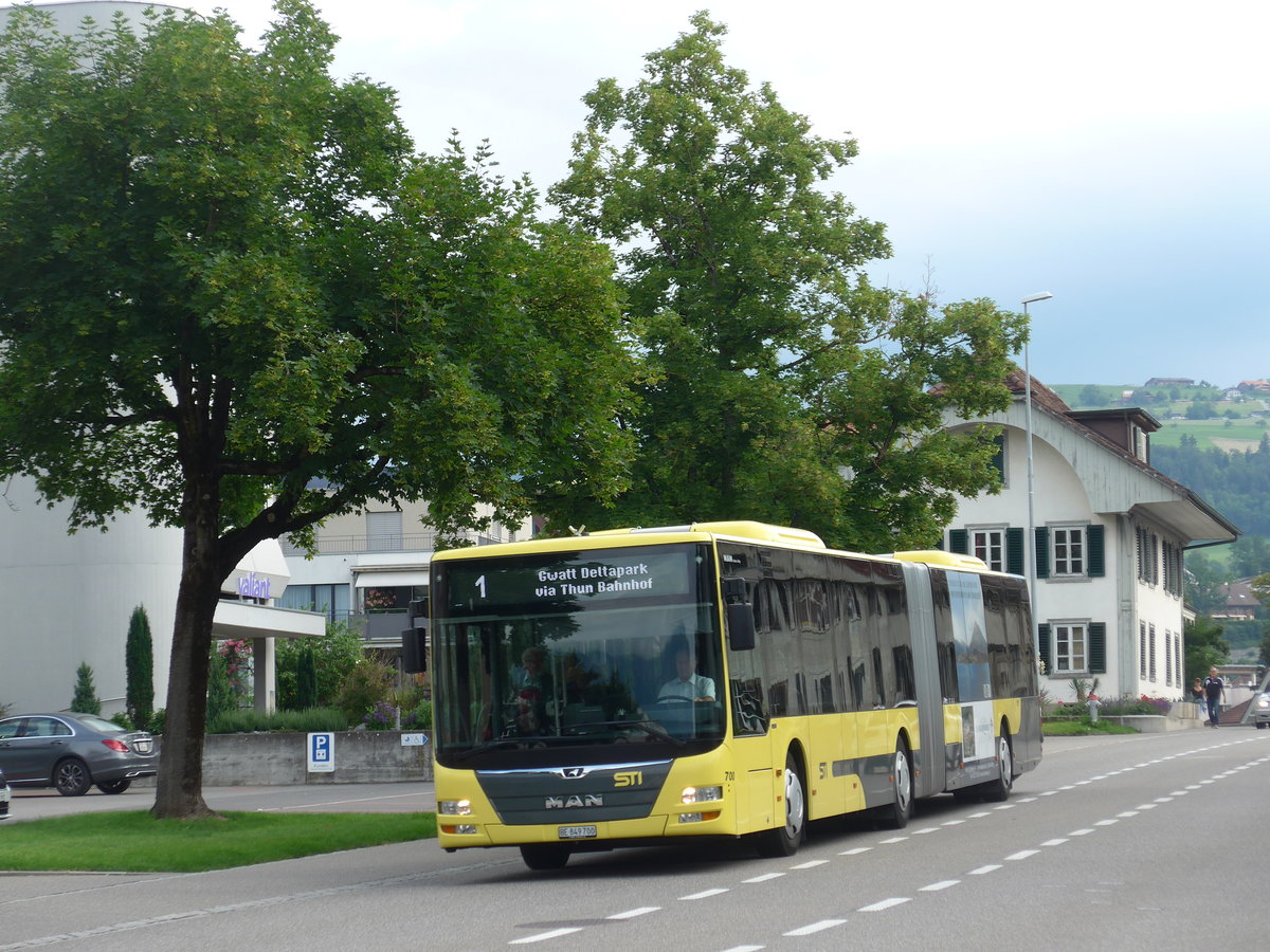 (194'027) - STI Thun - Nr. 700/BE 849'700 - MAN am 17. Juni 2018 in Steffisburg, Glockentalstrasse