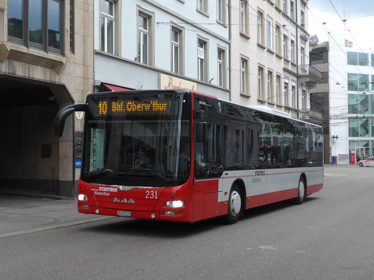 (194'095) - SW Winterthur - Nr. 231/ZH 872'231 - MAN am 17. Juni 2018 beim Hauptbahnhof Winterthur