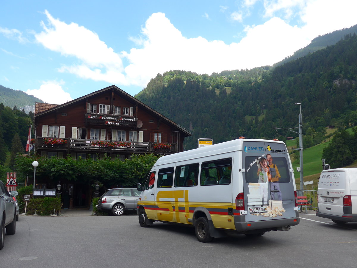 (194'405) - STI Thun - Nr. 3/BE 551'003 - Mercedes am 25. juni 2018 beim Bahnhof Lauterbrunnen (Einsatz PostAuto)