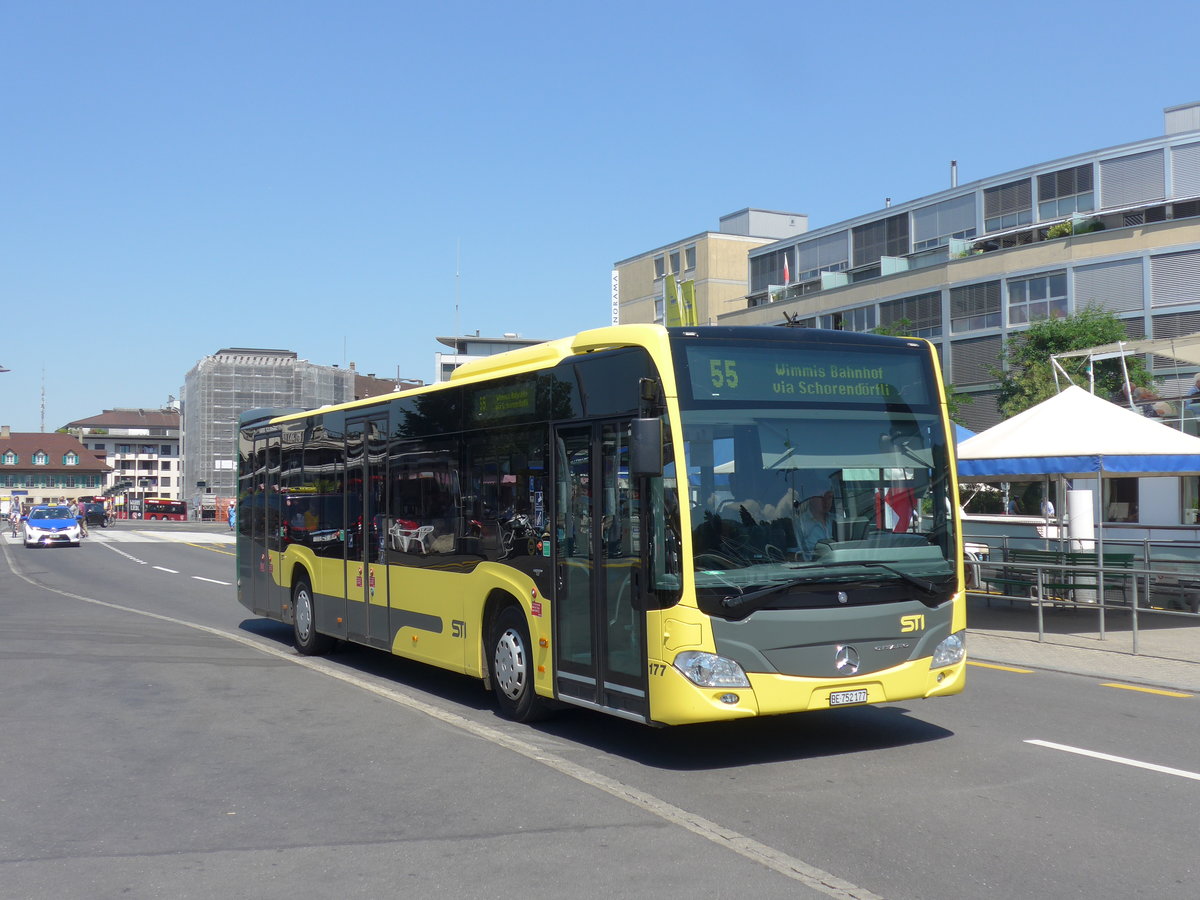 (194'494) - STI Thun - Nr. 177/BE 752'177 - Mercedes am 1. Juli 2018 beim Bahnhof Thun