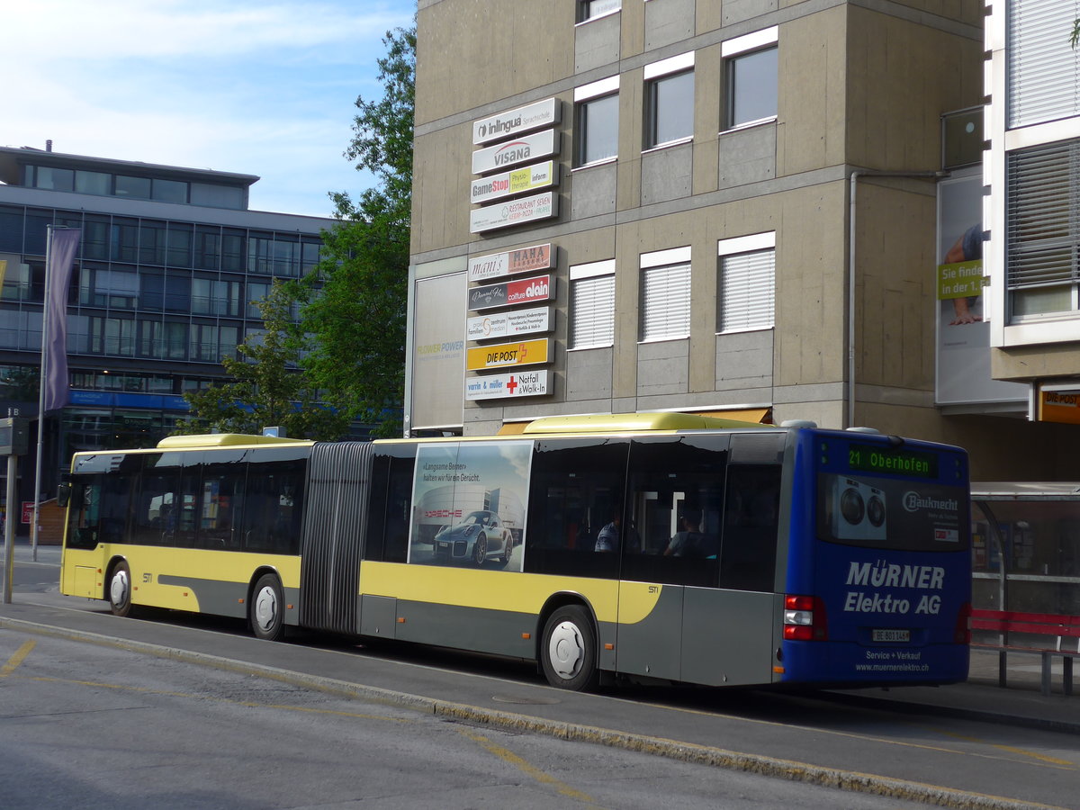 (194'510) - STI Thun - Nr. 146/BE 801'146 - MAN am 3. Juli 2018 beim Bahnhof Thun