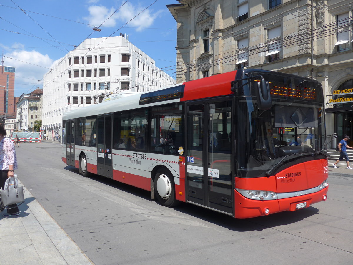 (194'640) - SW Winterthur - Nr. 230/ZH 766'230 - Solaris am 7. Juli 2018 beim Hauptbahnhof Winterthur