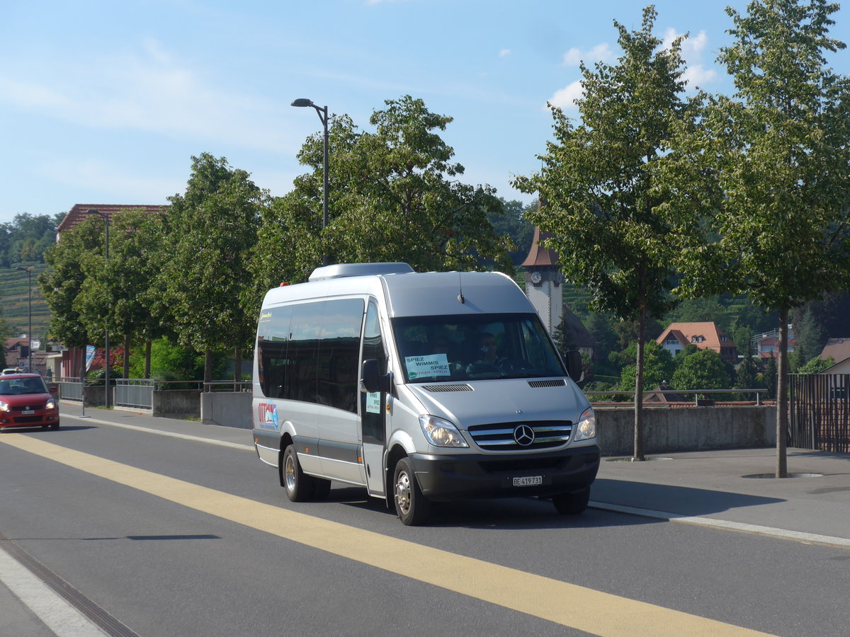 (194'738) - Ott, Steffisburg - BE 419'731 - Mercedes am 9. Juli 2018 beim Bahnhof Spiez