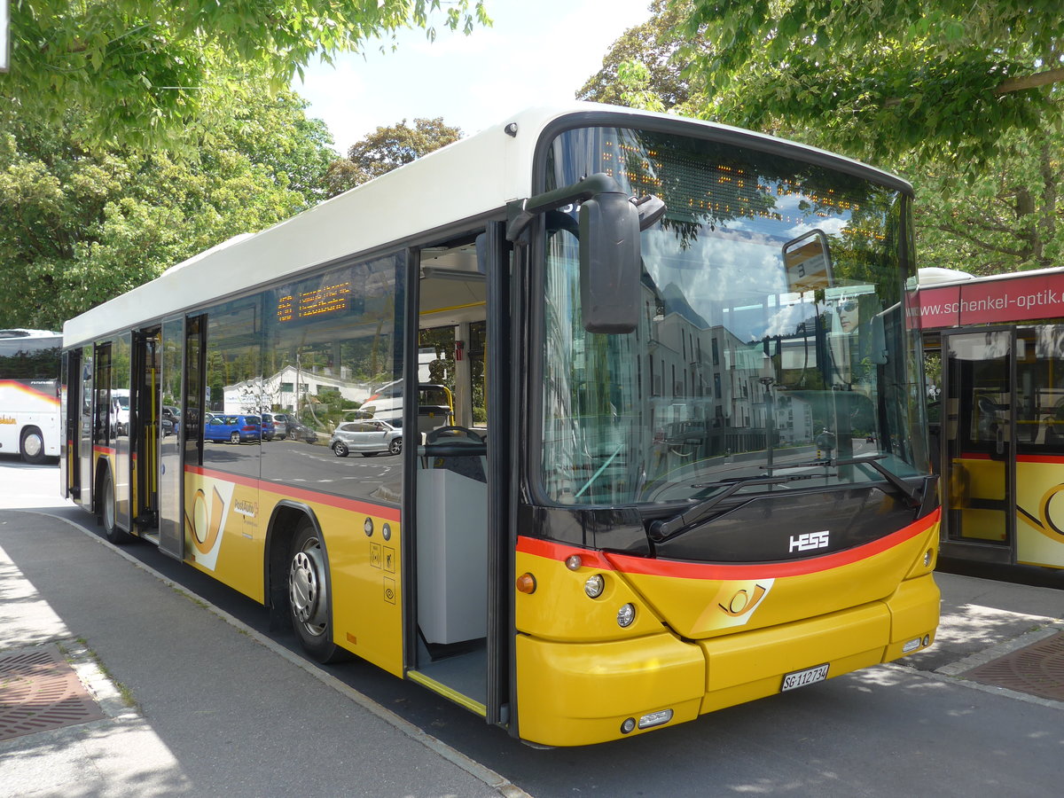 (194'858) - Gessinger, Bad Ragaz - SG 112'734 - Scania/Hess (ex Hess, Bellach) am 15. Juli 2018 beim Bahnhof Bad Ragaz