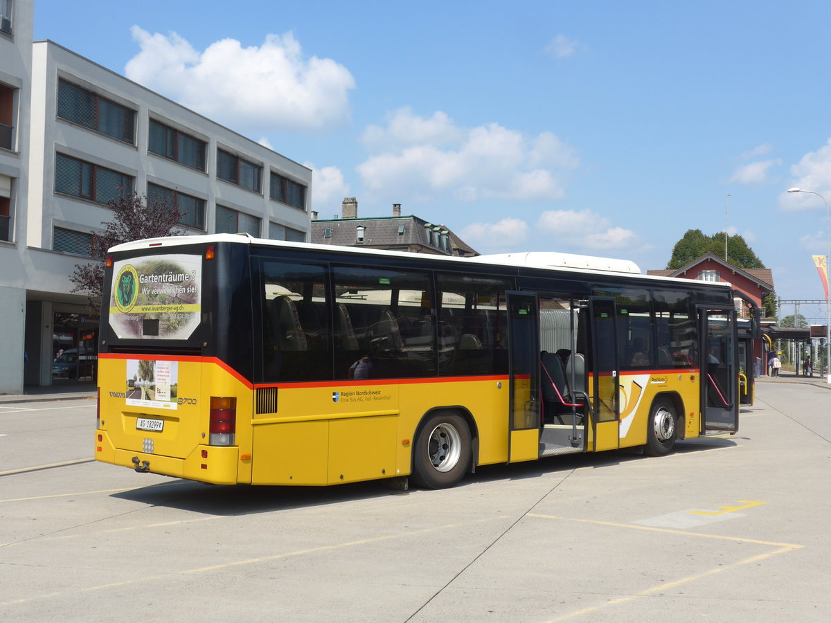 (195'148) - Erne, Full - AG 18'299 - Volvo (ex Tschannen, Zofingen Nr. 20) am 23. Juli 2018 beim Bahnhof Laufenburg