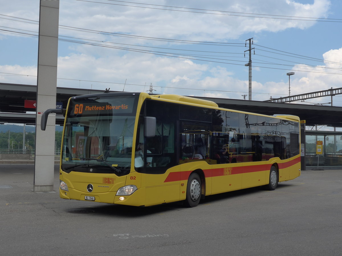 (195'161) - BLT Oberwil - Nr. 82/BL 7646 - Mercedes am 23. Juli 2018 beim Bahnhof Muttenz