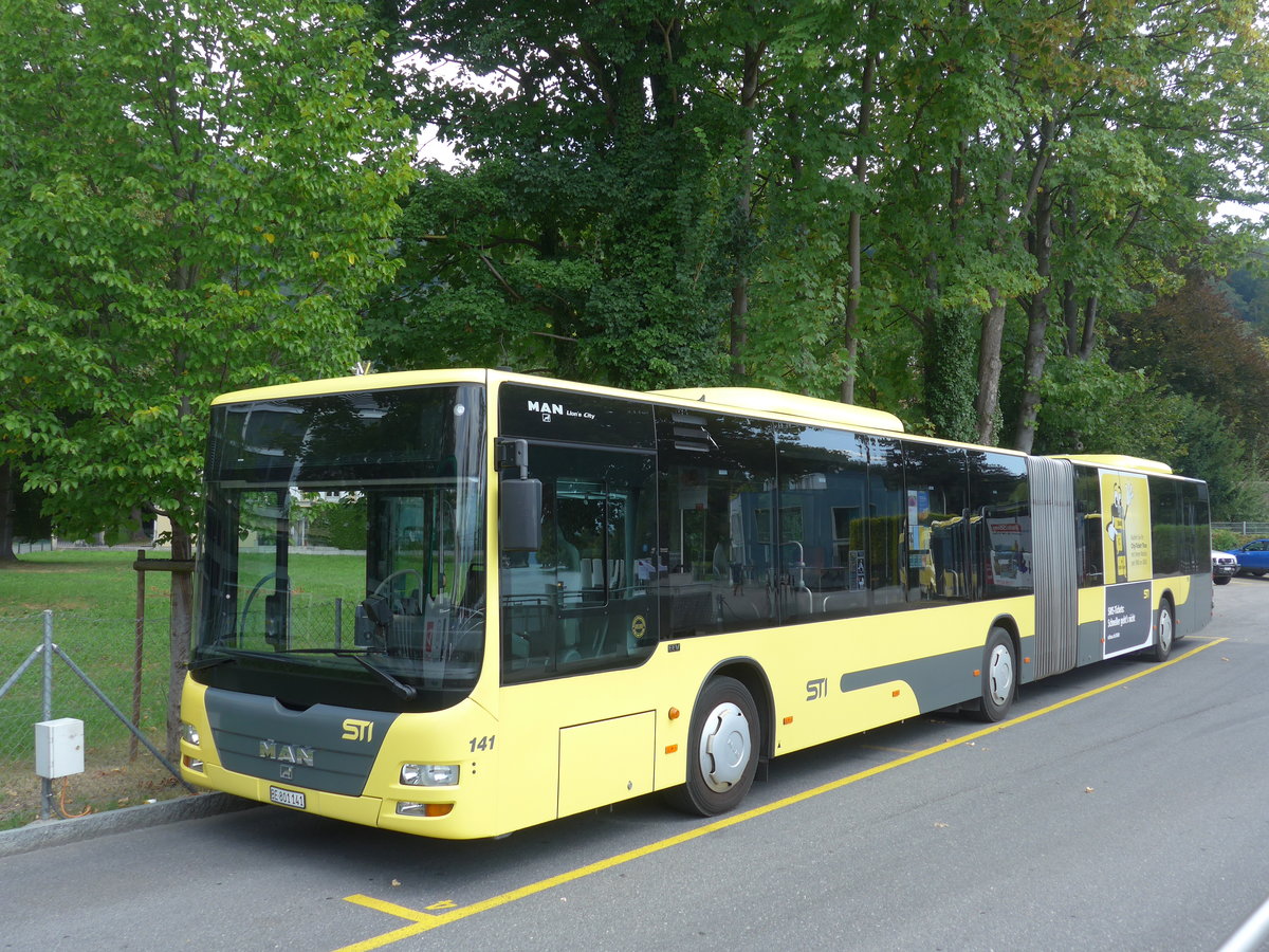 (196'231) - STI Thun - Nr. 141/BE 801'141 - MAN am 29. August 2018 bei der Schifflndte Thun