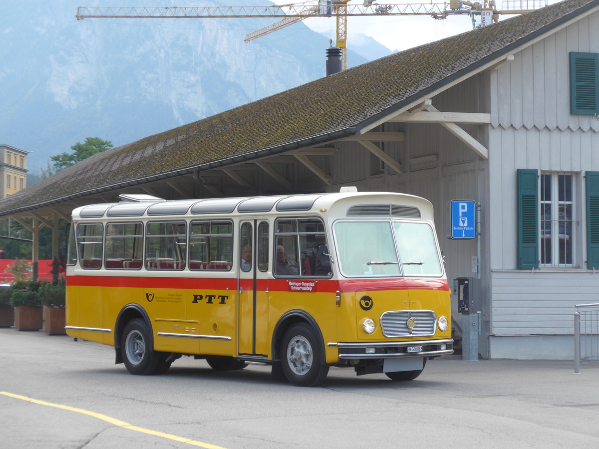 (197'685) - Frutig, Birmensdorf - ZH 560'883 - FBW/FHS (ex P 23'217) am 16. September 2018 beim Bahnhof Meiringen