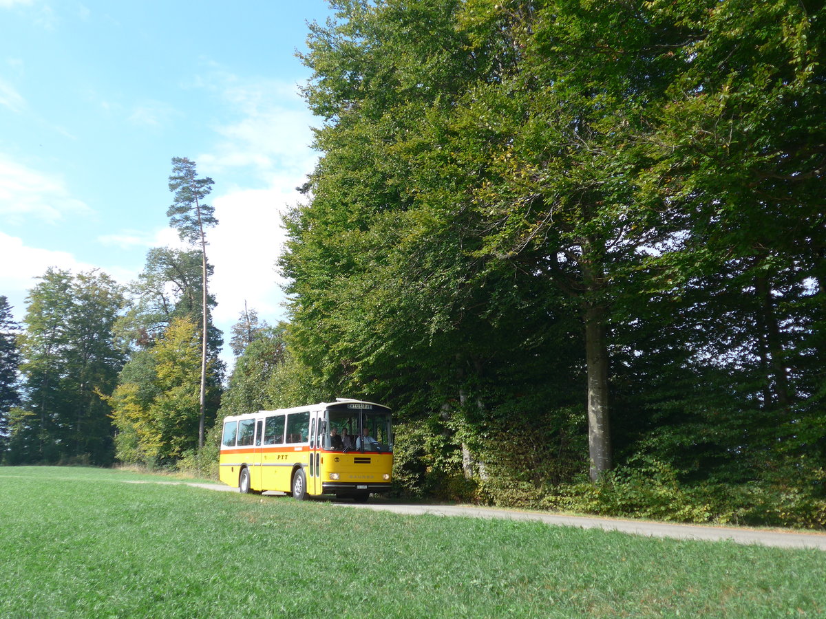 (198'014) - Amstein, Willisau - LU 12'052 - Saurer/Tscher (ex Allemann, Niederbipp; ex Semadeni, Poschiavo; ex Kasper, Poschiavo; ex PostAuto Graubnden; ex P 24'285) am 30. September 2018 in Wasen, Huttwilstrasse