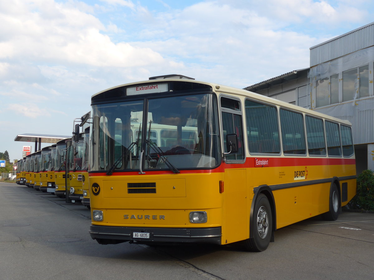 (198'039) - Gautschi, Suhr - AG 6835 - Saurer/Tscher (ex Ltscher, Neuheim Nr. 200; ex Cartek, Regensdorf; ex P 25'822) am 30. September 2018 in Bellach, Hess