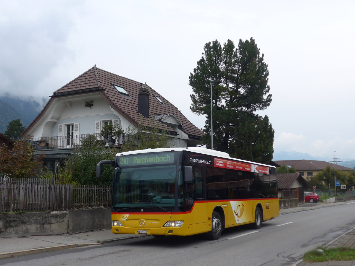 (198'078) - PostAuto Bern - BE 489'810 - Mercedes (ex Portenier, Adelboden Nr. 10) am 1. Oktober 2018 in Frutigen, Widi