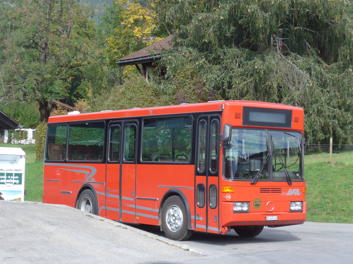 (198'115) - AFA Adelboden - Nr. 50/BE 645'415 - Vetter (ex AVG Grindelwald Nr. 21) am 7. Oktober 2018 beim Bahnhof Lenk