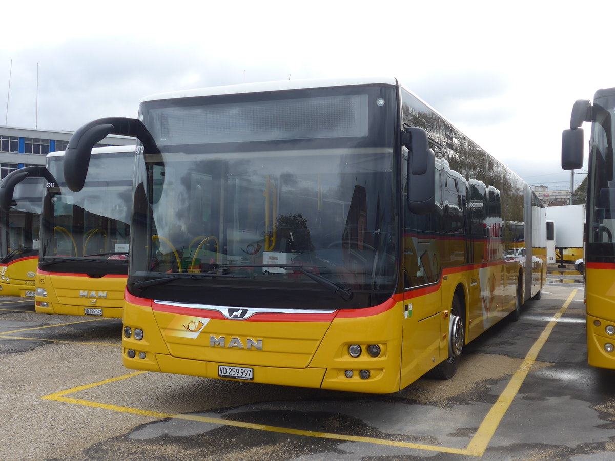 (199'038) - CarPostal Ouest - VD 259'997 - MAN am 28. Oktober 2018 in Yverdon, Garage