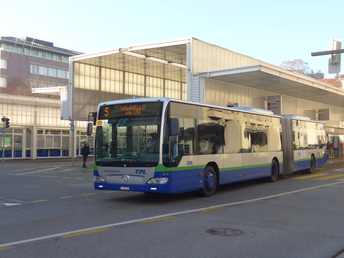 (199'675) - TPL Lugano - Nr. 415/TI 139'729 - Mercedes am 7. Dezember 2018 in Lugano, Centro