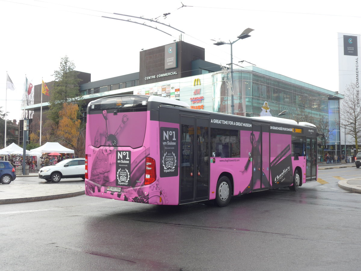 (200'069) - VMCV Clarens - Nr. 500/VD 601'336 - Mercedes (ex EvoBus, Kloten) am 17. Dezember 2018 beim Bahnhof Vevey