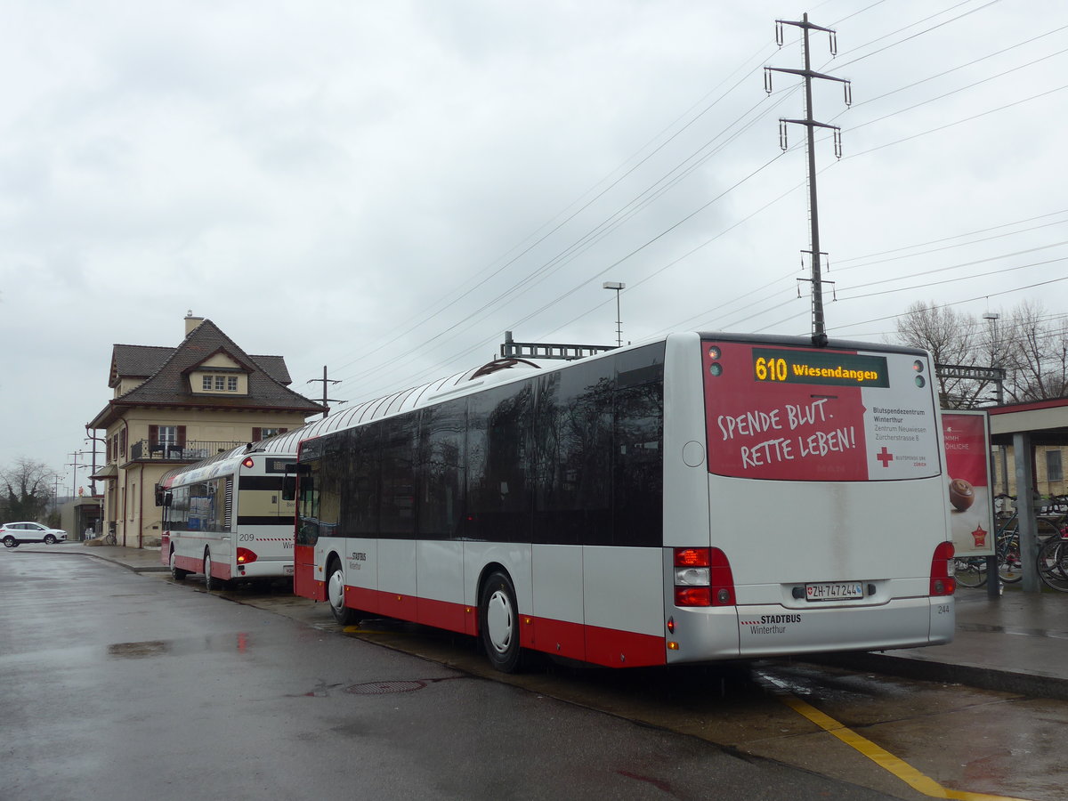 (200'090) - SW Winterthur - Nr. 244/ZH 747'244 - MAN am 23. Dezember 2018 beim Bahnhof Oberwinterthur