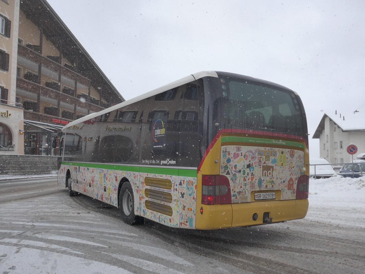 (200'596) - PostAuto Graubnden - GR 162'978 - MAN am 2. Januar 2019 in Flims, Post