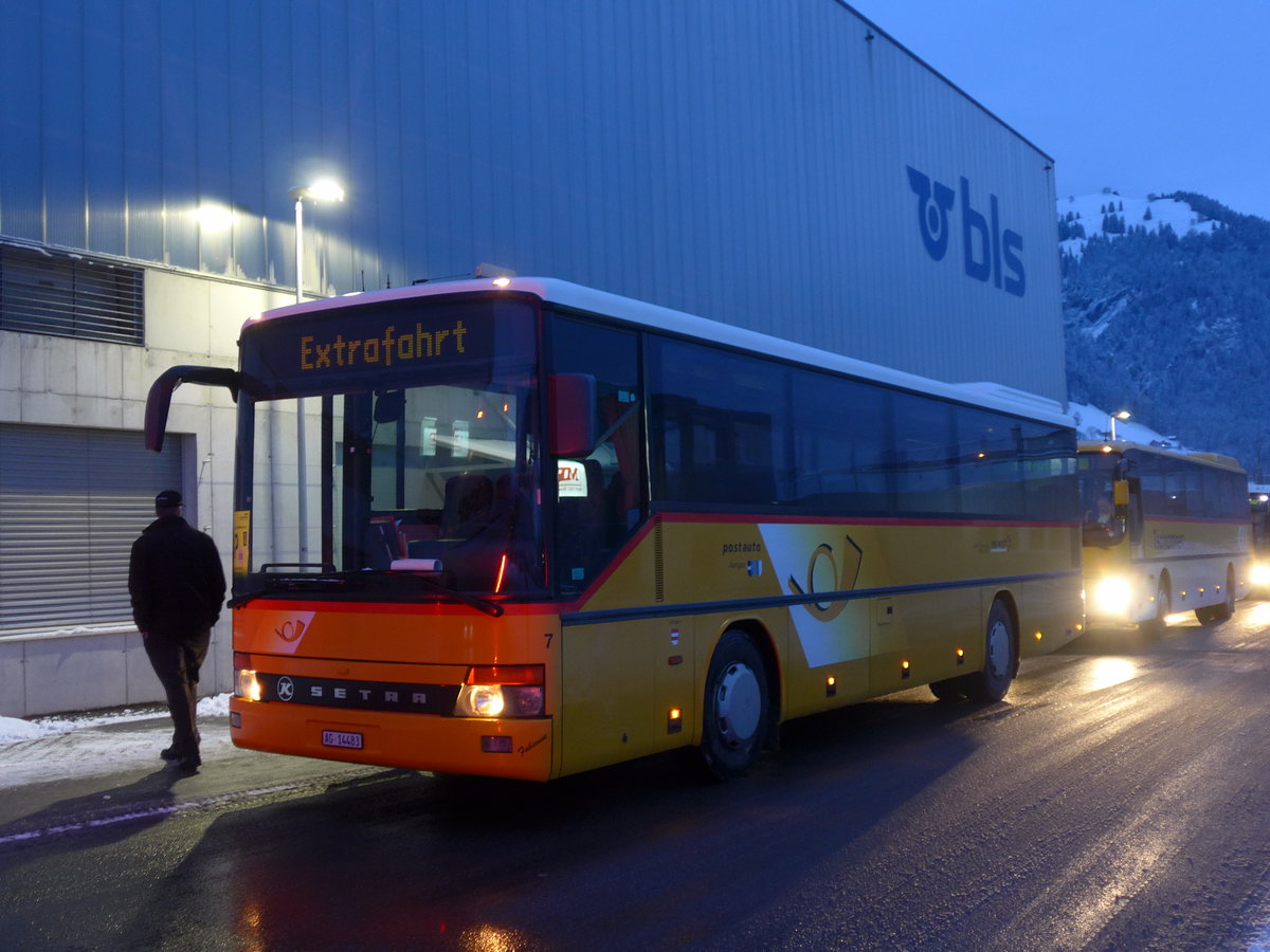 (200'680) - Tschannen, Zofingen - Nr. 7/AG 14'483 - Setra am 12. Januar 2019 beim Bahnhof Frutigen