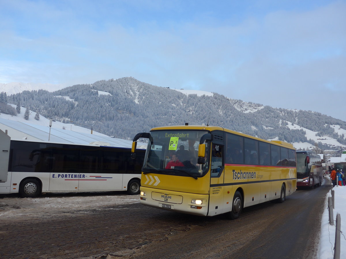 (200'811) - Tschannen, Zofingen - Nr. 6/AG 7858 - MAN (ex STI Thun Nr. 39) am 12. Januar 2019 in Adelboden, Weltcup