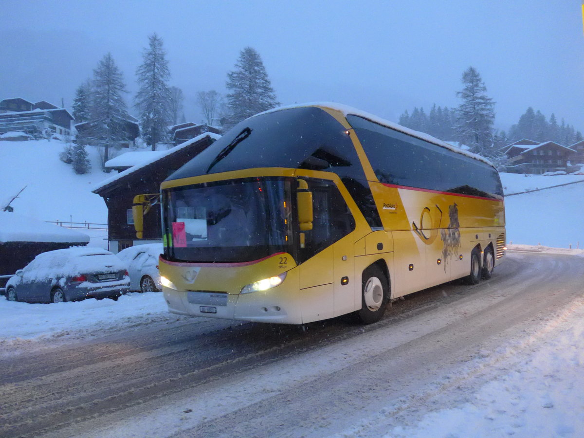 (201'012) - Tschannen, Zofingen - Nr. 22/AG 6803 - Neoplan (ex PostAuto Graubnden) am 13. Januar 2019 in Adelboden, Oey