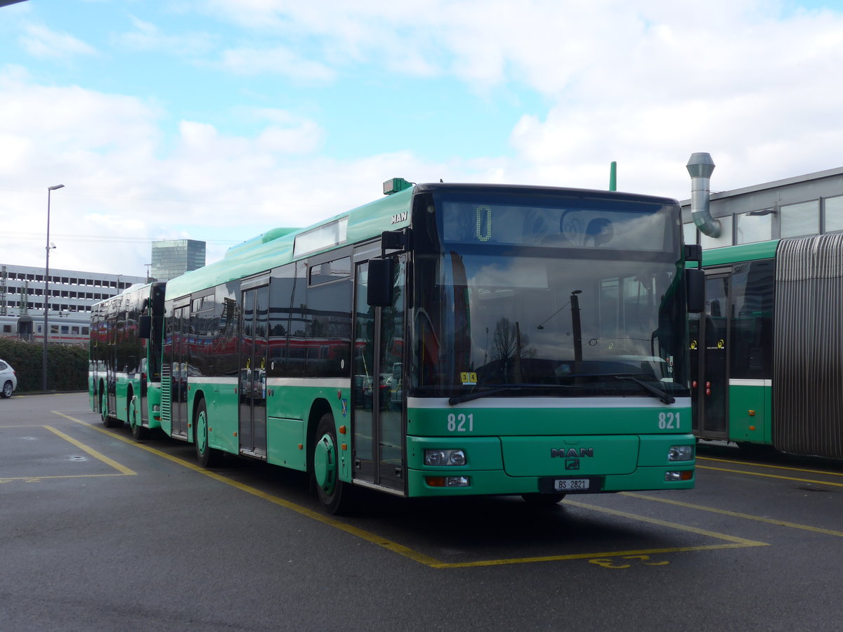 (201'521) - BVB Basel - Nr. 821/BS 2821 - MAN am 11. Februar 2019 in Basel, Garage Rankstrasse