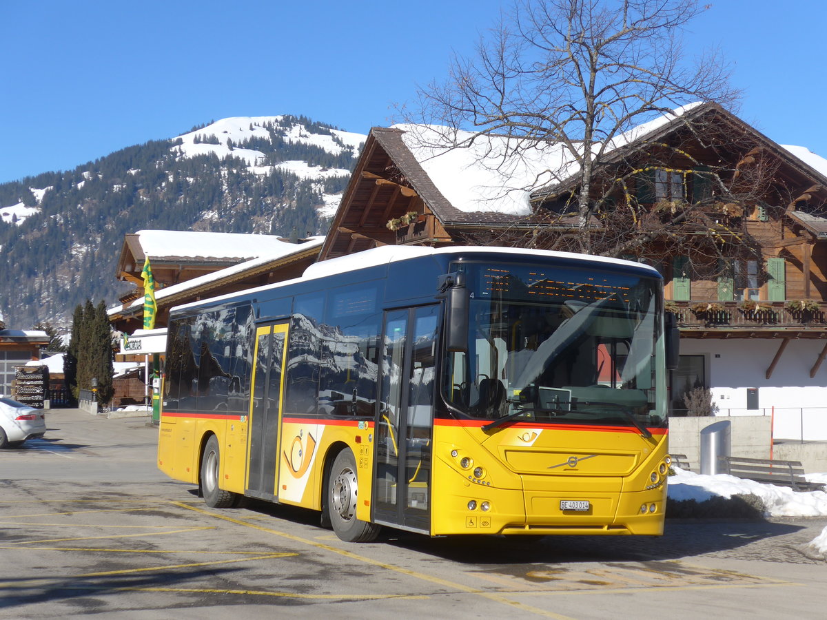 (201'685) - Kbli, Gstaad - BE 403'014 - Volvo am 17. Februar 2019 beim Bahnhof Gstaad