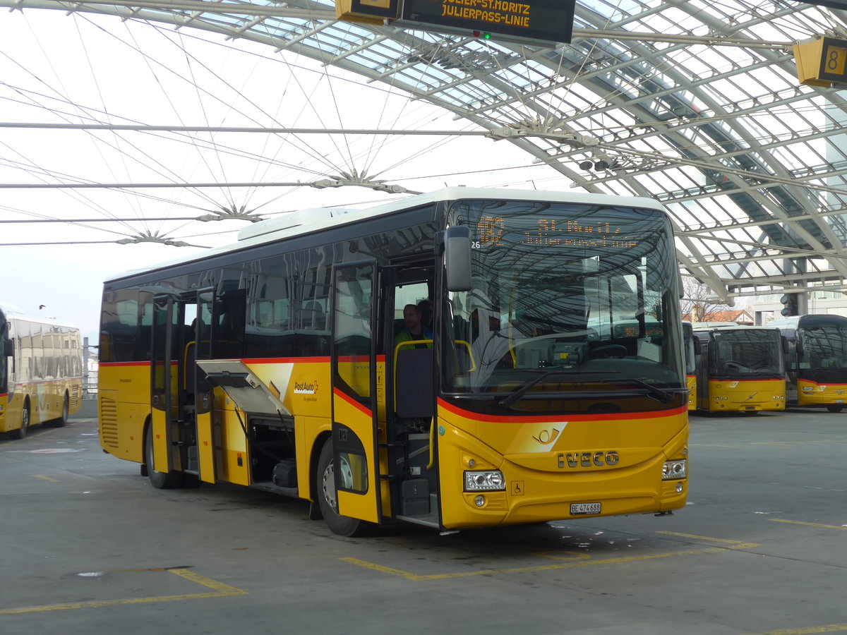 (201'822) - PostAuto Bern - BE 474'688 - Iveco am 2. Mrz 2019 in Chur, Postautostation