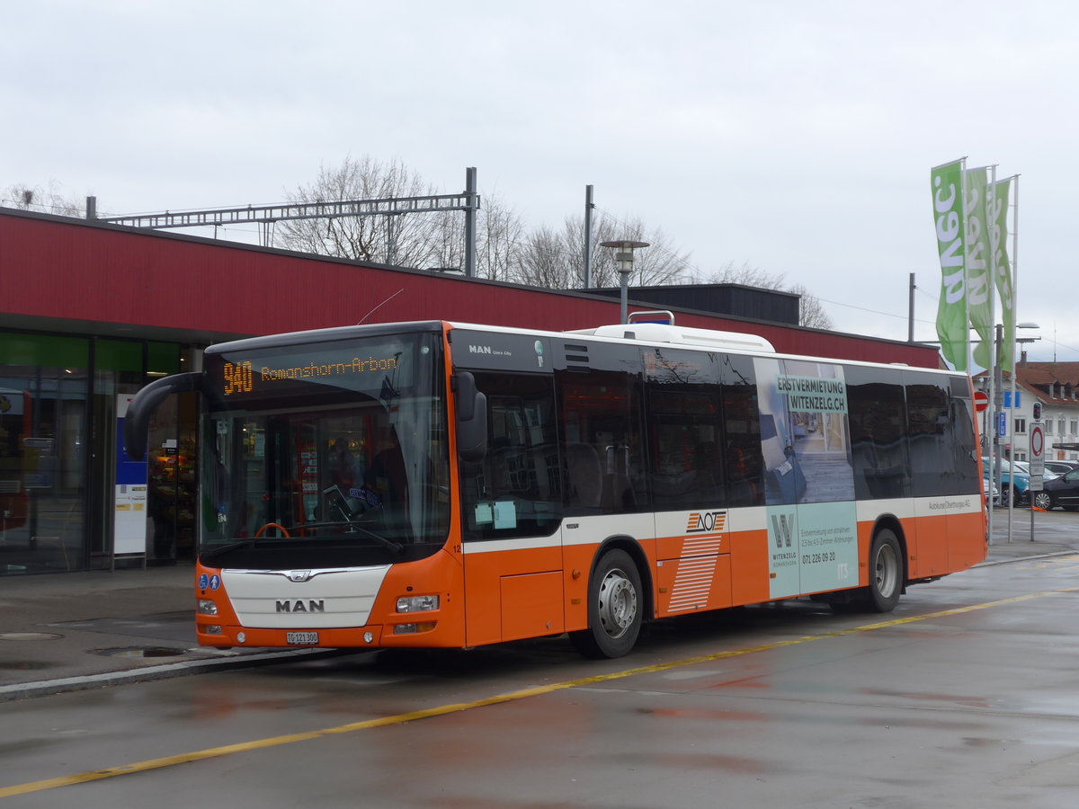 (201'970) - AOT Amriswil - Nr. 12/TG 121'300 - MAN am 4. Mrz 2019 beim Bahnhof Amriswil