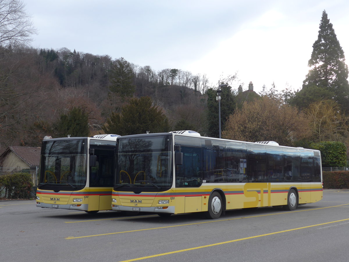 (202'010) - STI Thun - Nr. 128/BE 800'128 - MAN am 8. Mrz 2019 bei der Schifflndte Thun