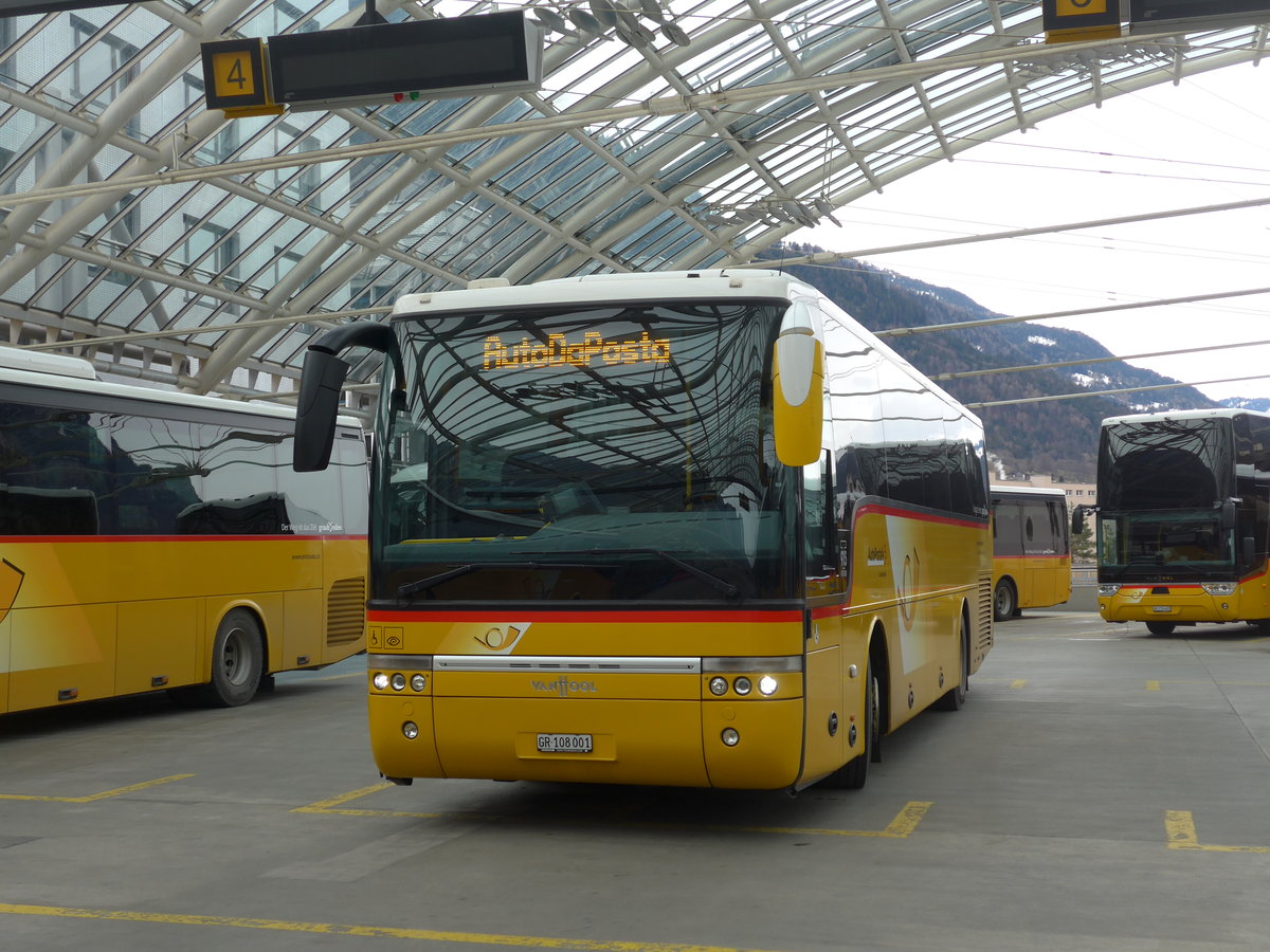 (202'033) - TpM, Mesocco - Nr. 1/GR 108'001 - Van Hool (ex Pacciarelli, Grono) am 10. Mrz 2019 in Chur, Postautostation