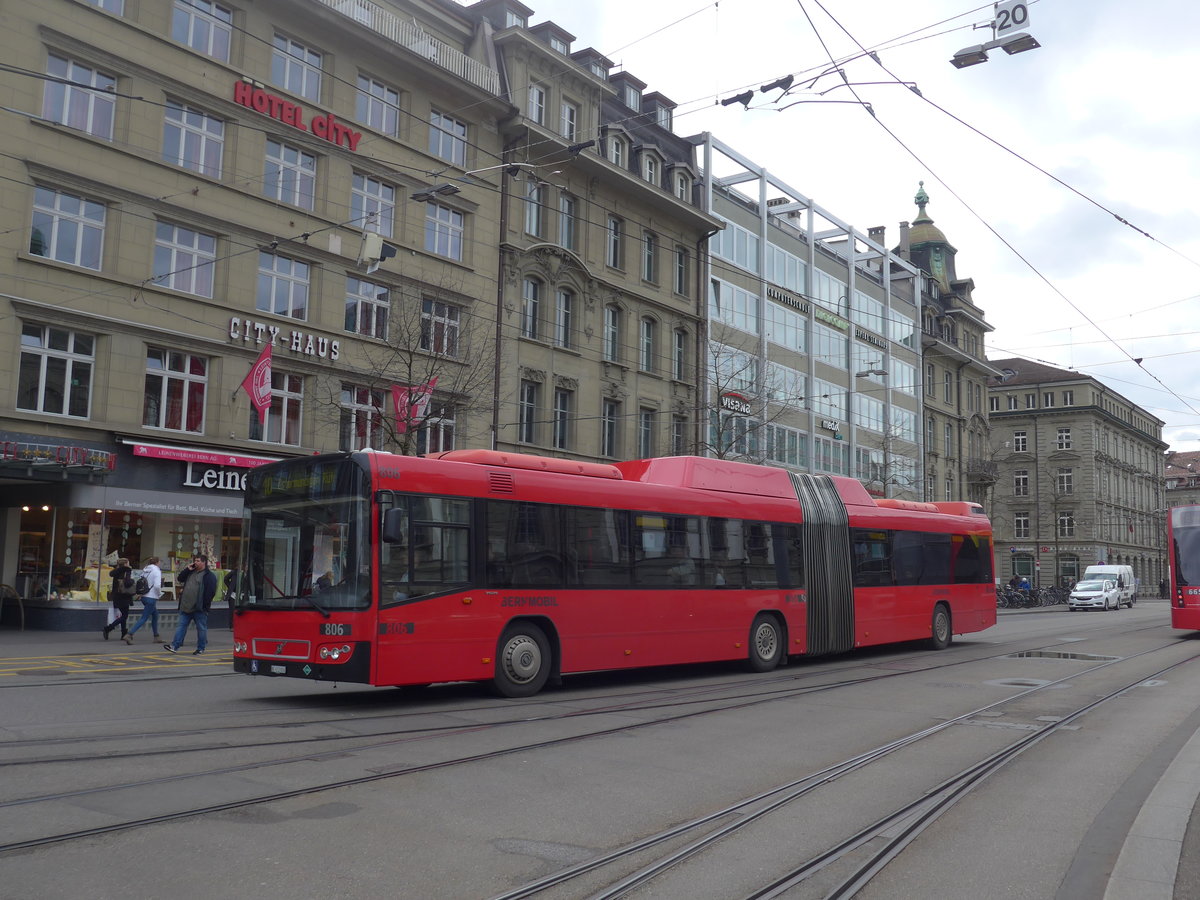 (202'486) - Bernmobil, Bern - Nr. 806/BE 612'806 - Volvo am 18. Mrz 2019 beim Bahnhof Bern