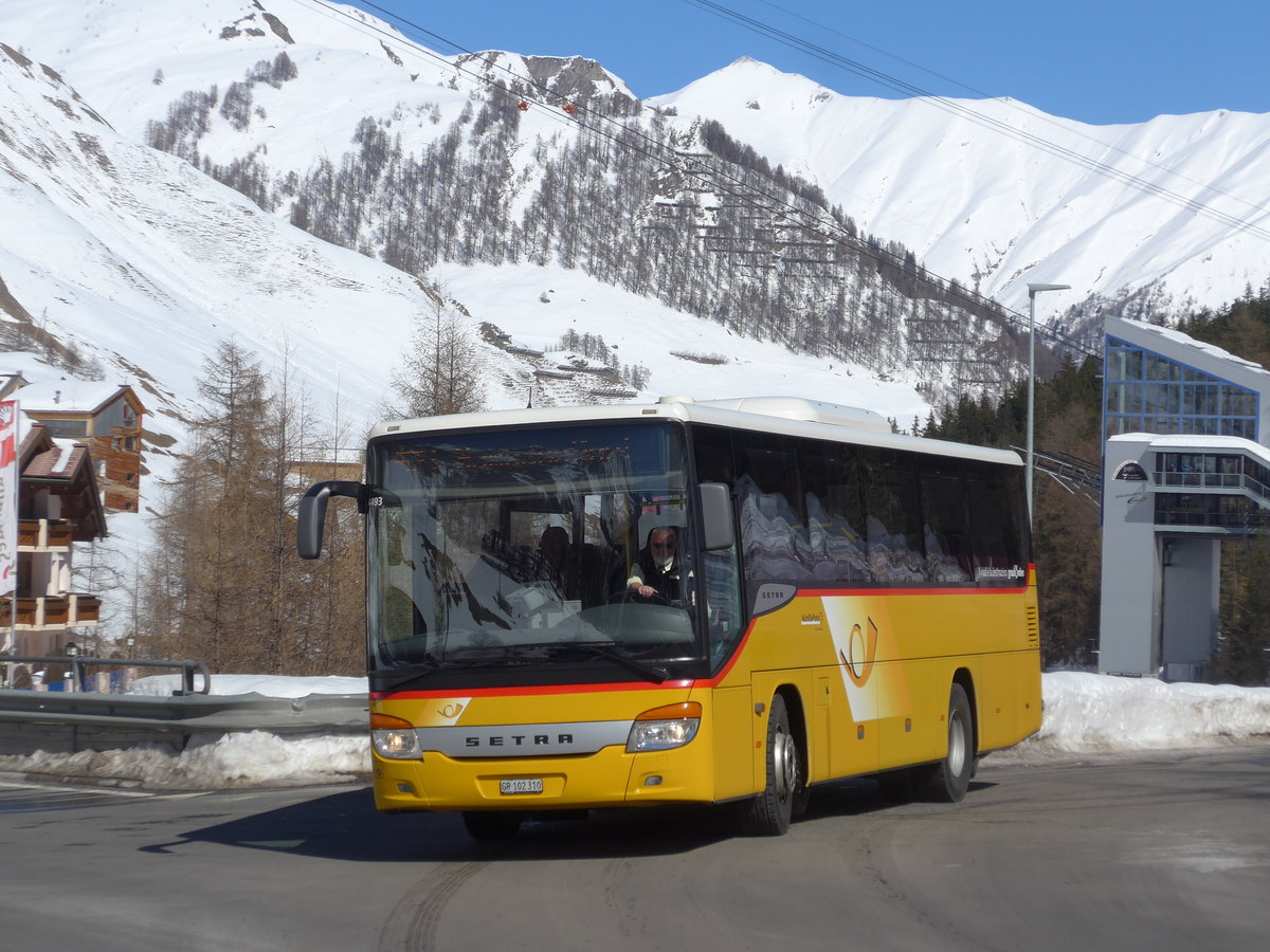 (202'642) - PostAuto Graubnden - GR 102'310 - Setra am 20. Mrz 2019 in Samnaun, Ravaisch