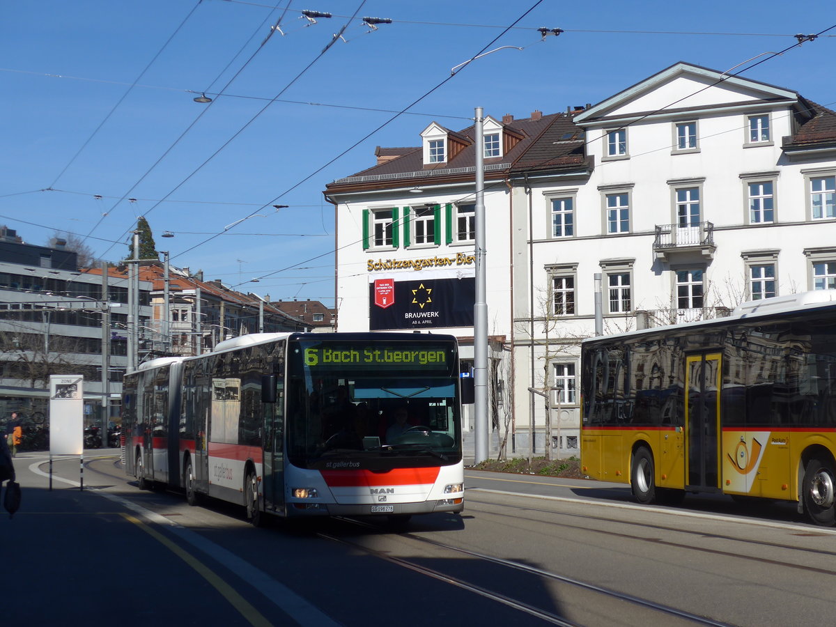 (202'735) - St. Gallerbus, St. Gallen - Nr. 278/SG 198'278 - MAN am 21. Mrz 2019 beim Bahnhof St. Gallen