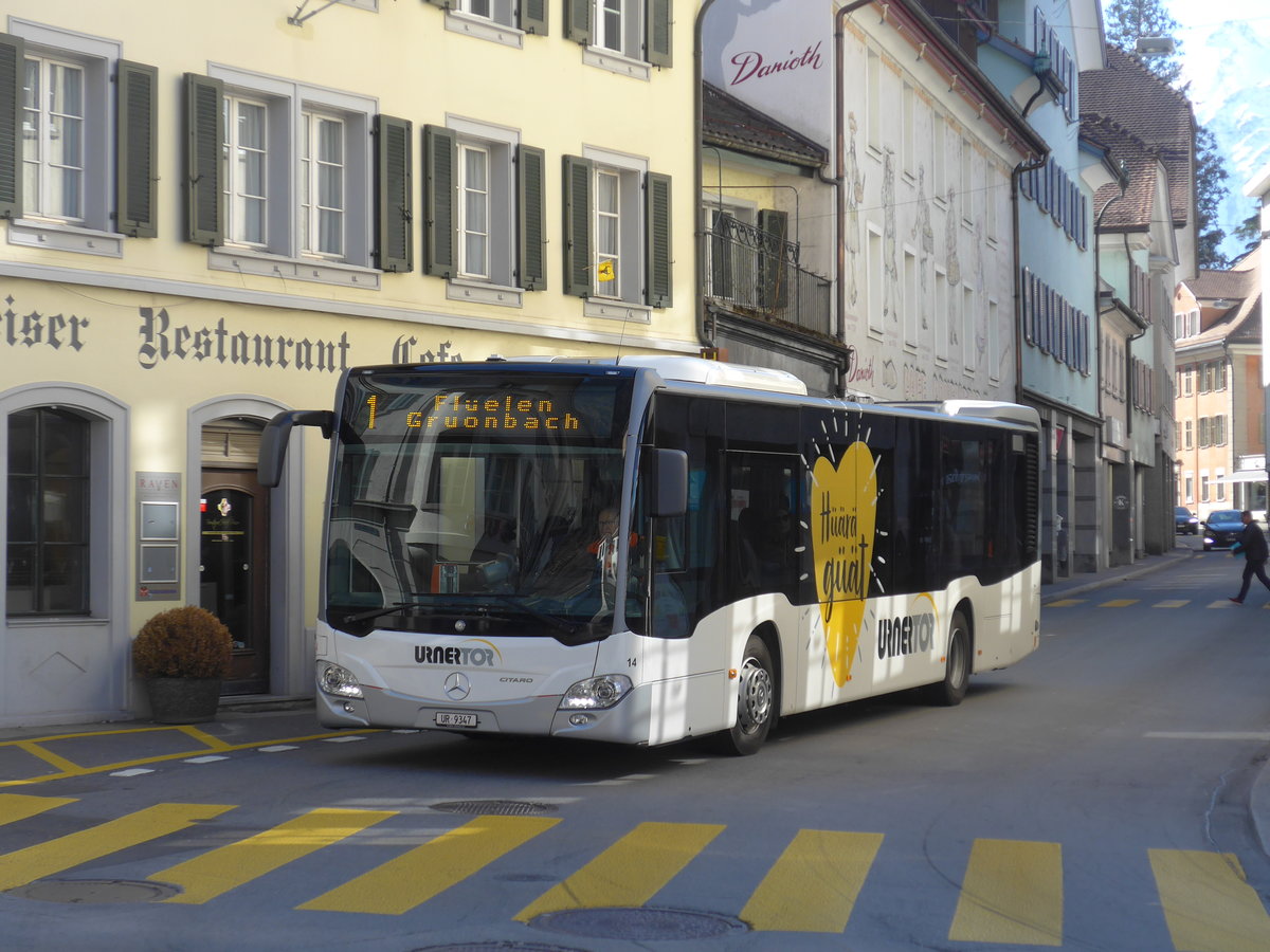 (202'801) - AAGU Altdorf - Nr. 14/UR 9347 - Mercedes am 22. Mrz 2019 in Altdorf, Telldenkmal