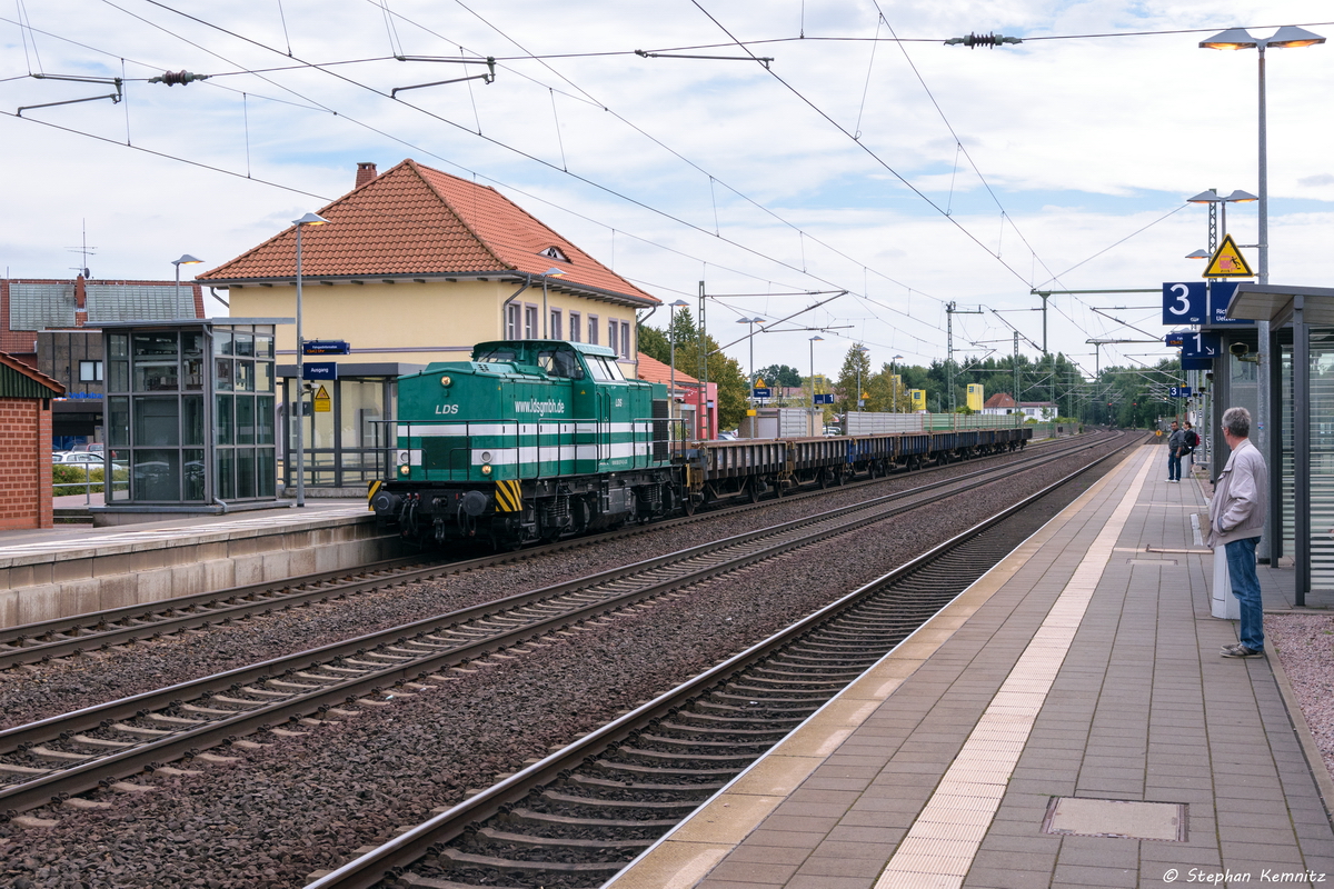 203 127-6 LDS GmbH Logistik, Dienstleistungen & Service mit einem Güterzug in Bienenbüttel und fuhr weiter in Richtung Lüneburg. 02.09.2016