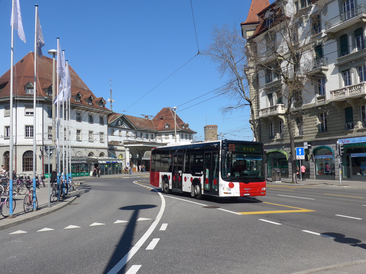 (203'227) - TPF Fribourg - Nr. 350/FR 300'418 - MAN/Gppel am 24. Mrz 2019 beim Bahnhof Fribourg