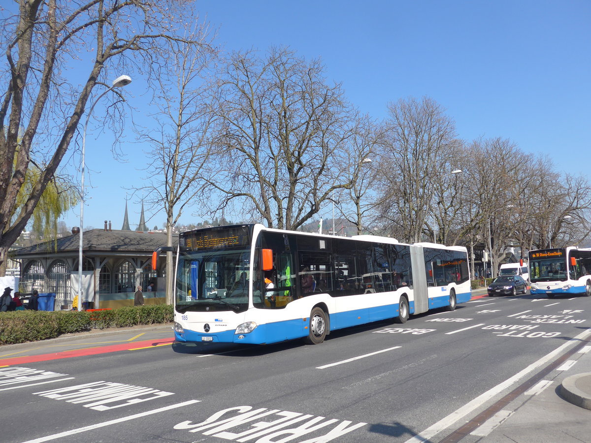 (203'343) - VBL Luzern - Nr. 185/LU 15'012 - Mercedes am 30. Mrz 2019 beim Bahnhof Luzern