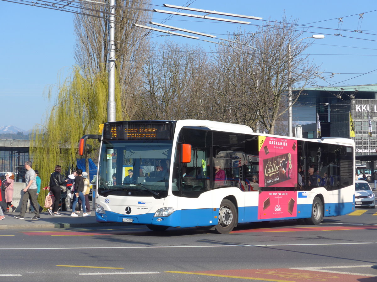 (203'362) - VBL Luzern - Nr. 83/LU 250'374 - Mercedes am 30. Mrz 2019 beim Bahnhof Luzern