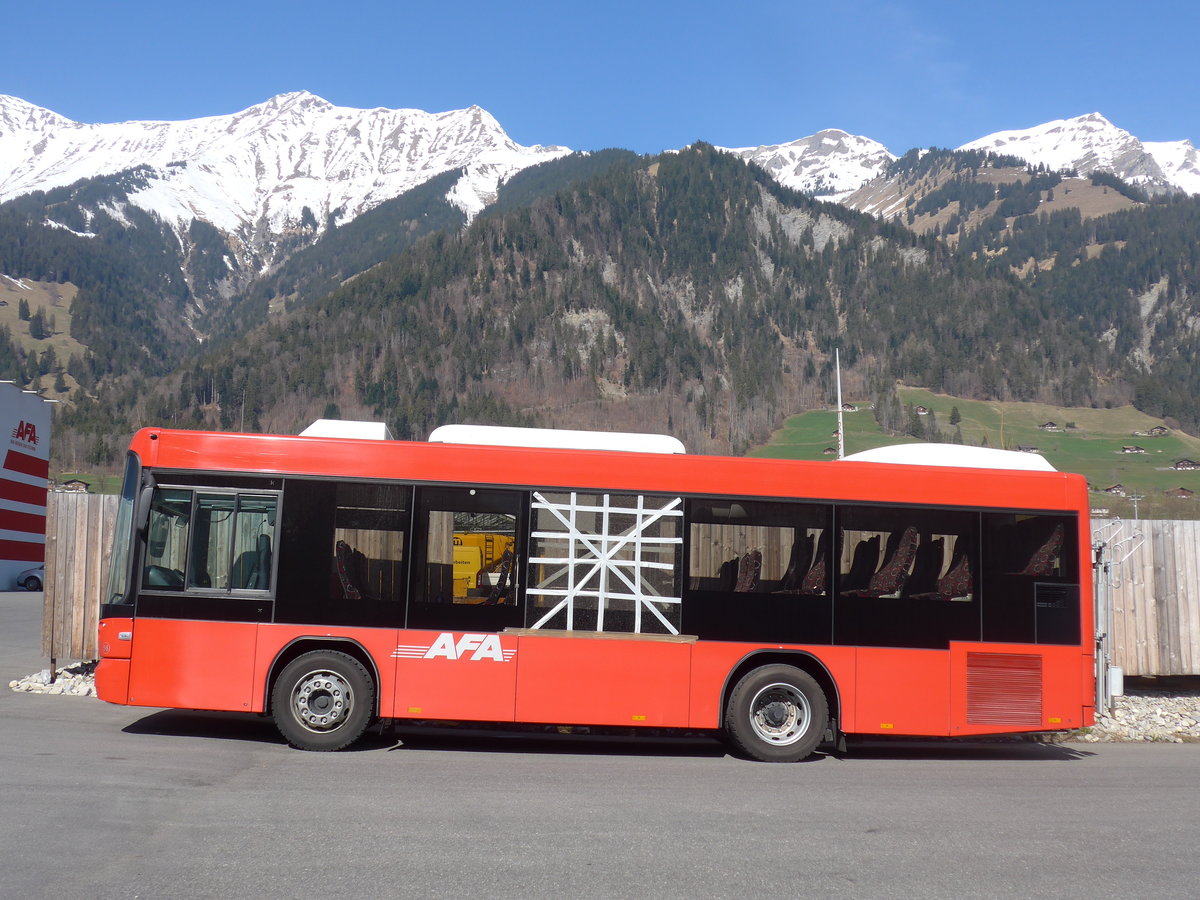 (203'430) - AFA Adelboden - Nr. 56/BE 611'030 - Scania/Hess am 31. Mrz 2019 in Frutigen, Garage