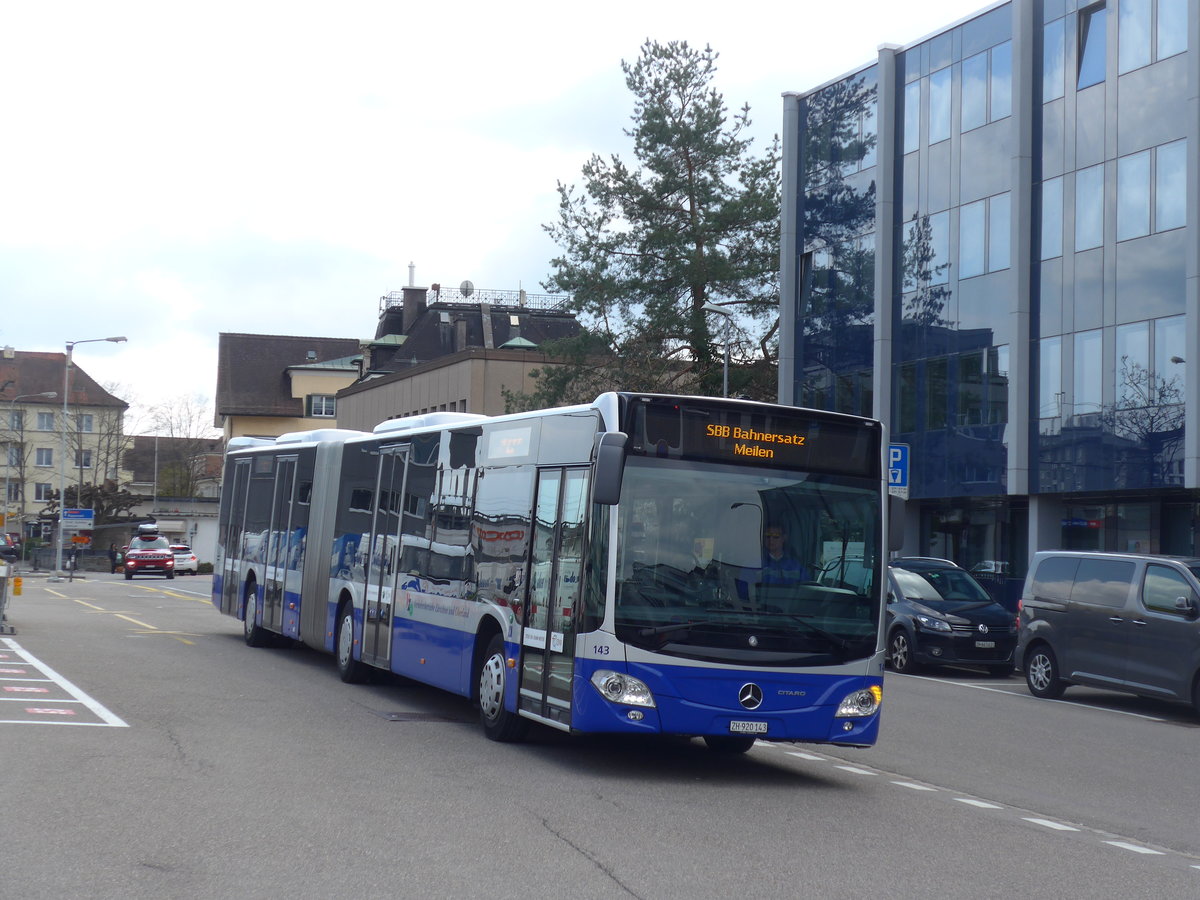 (203'519) - VZO Grningen - Nr. 143/ZH 920'143 - Mercedes am 7. April 2019 beim Bahnhof Ksnacht