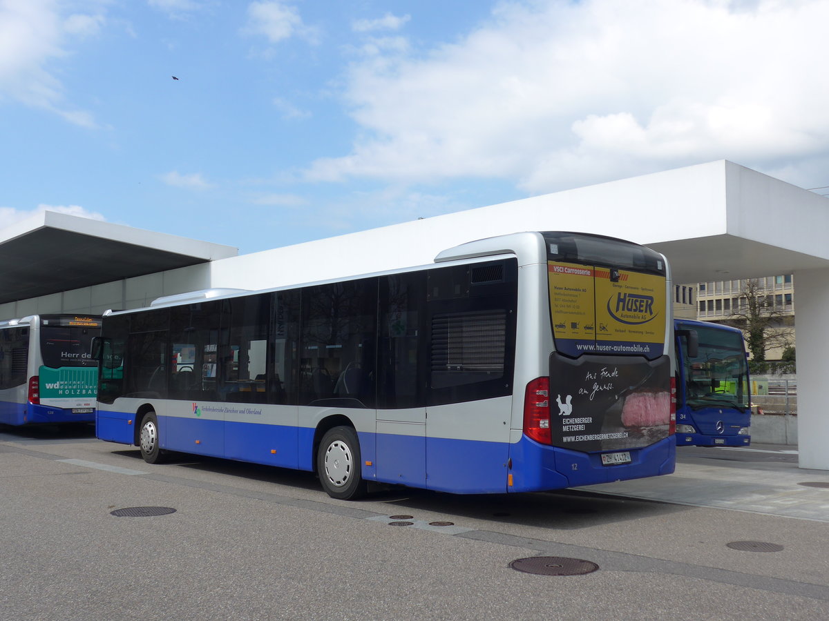 (203'532) - VZO Grningen - Nr. 12/ZH 41'412 - Mercedes am 7. April 2019 beim Bahnhof Meilen