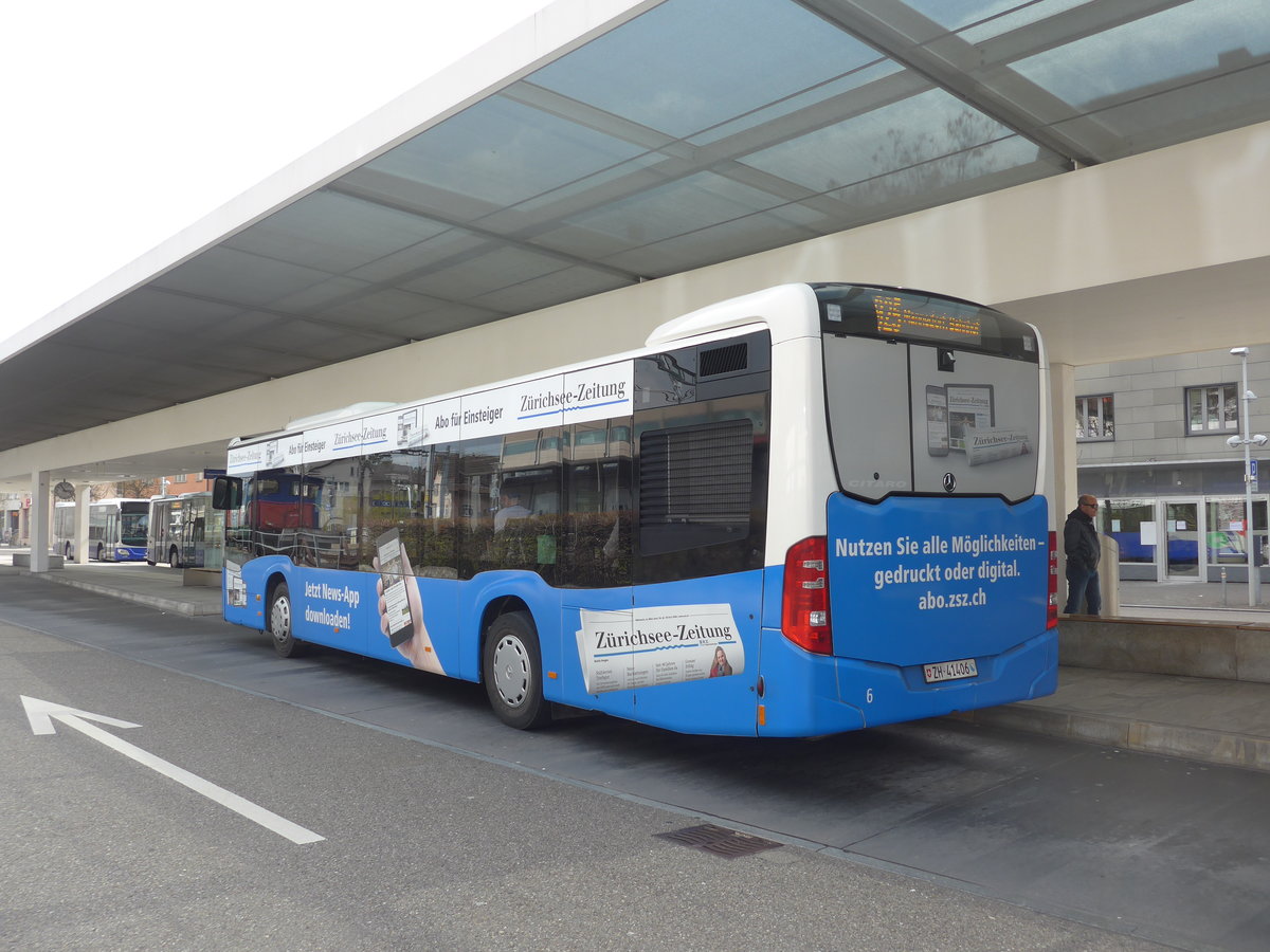 (203'537) - VZO Grningen - Nr. 6/ZH 41'406 - Mercedes am 7. April 2019 beim Bahnhof Meilen