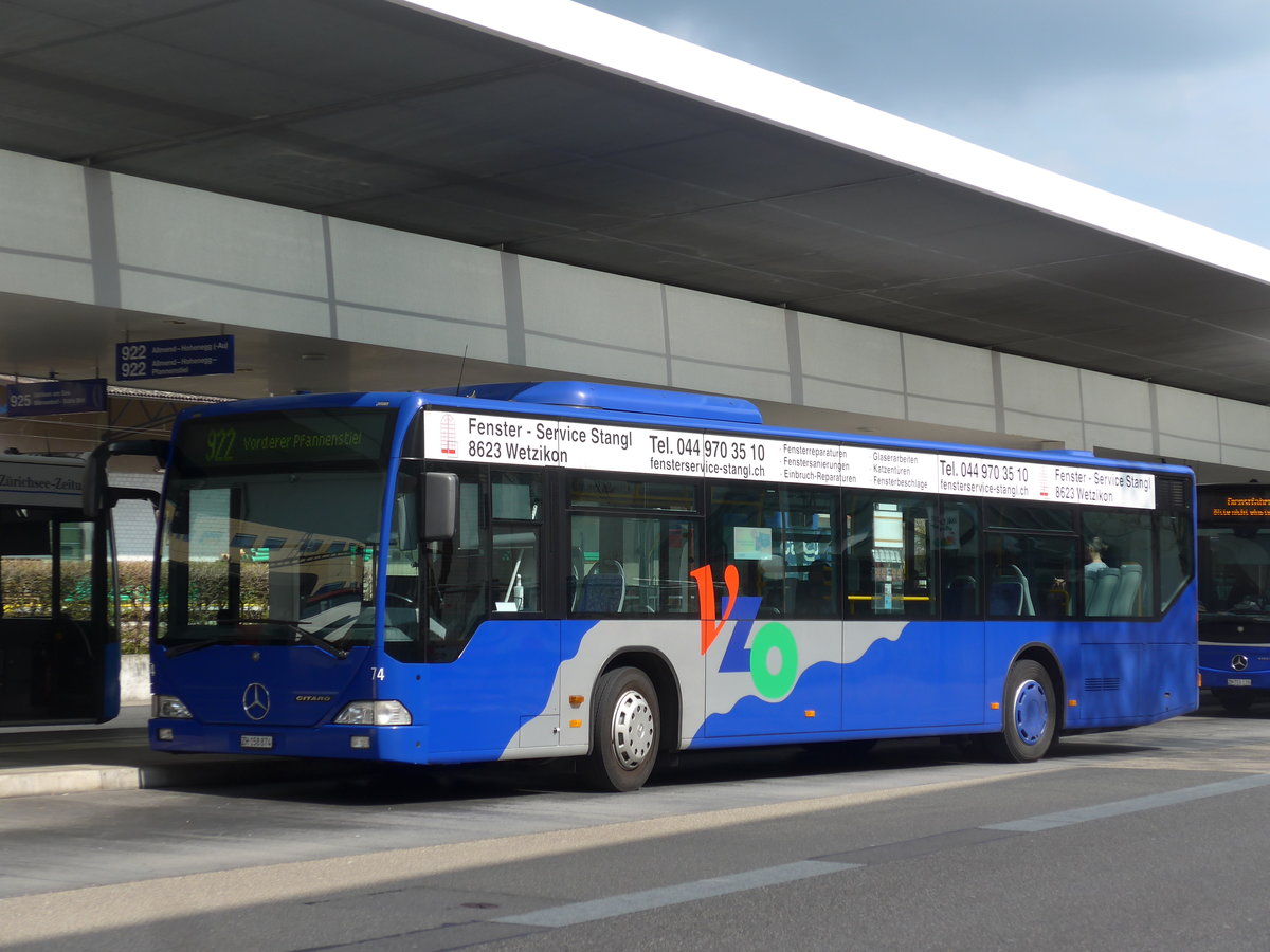 (203'539) - VZO Grningen - Nr. 74/ZH 158'874 - Mercedes am 7. April 2019 beim Bahnhof Meilen