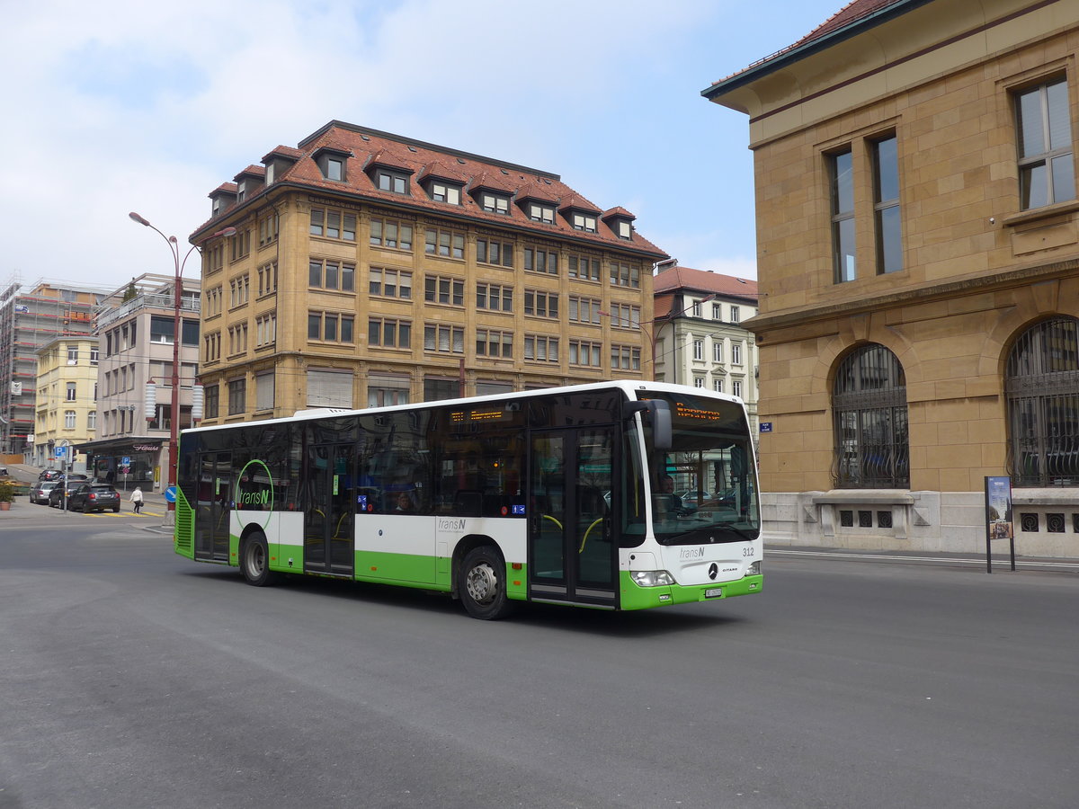 (203'599) - transN, La Chaux-de-Fonds - Nr. 312/NE 26'212 - Mercedes (ex TRN La Chaux-de-Fonds Nr. 312) am 13. April 2019 beim Bahnhof La Chaux-de-Fonds