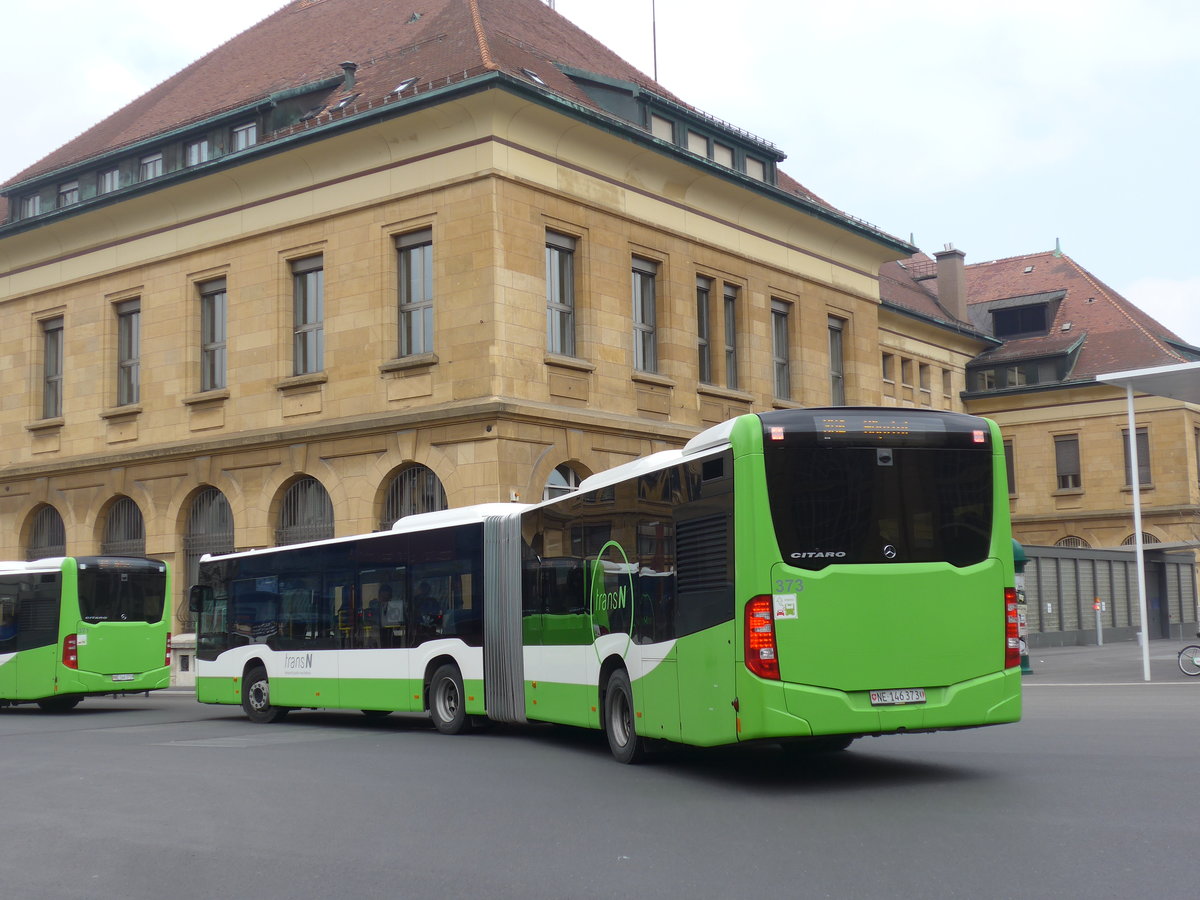 (203'611) - transN, La Chaux-de-Fonds - Nr. 373/NE 146'373 - Mercedes am 13. April 2019 beim Bahnhof La Chaux-de-Fonds