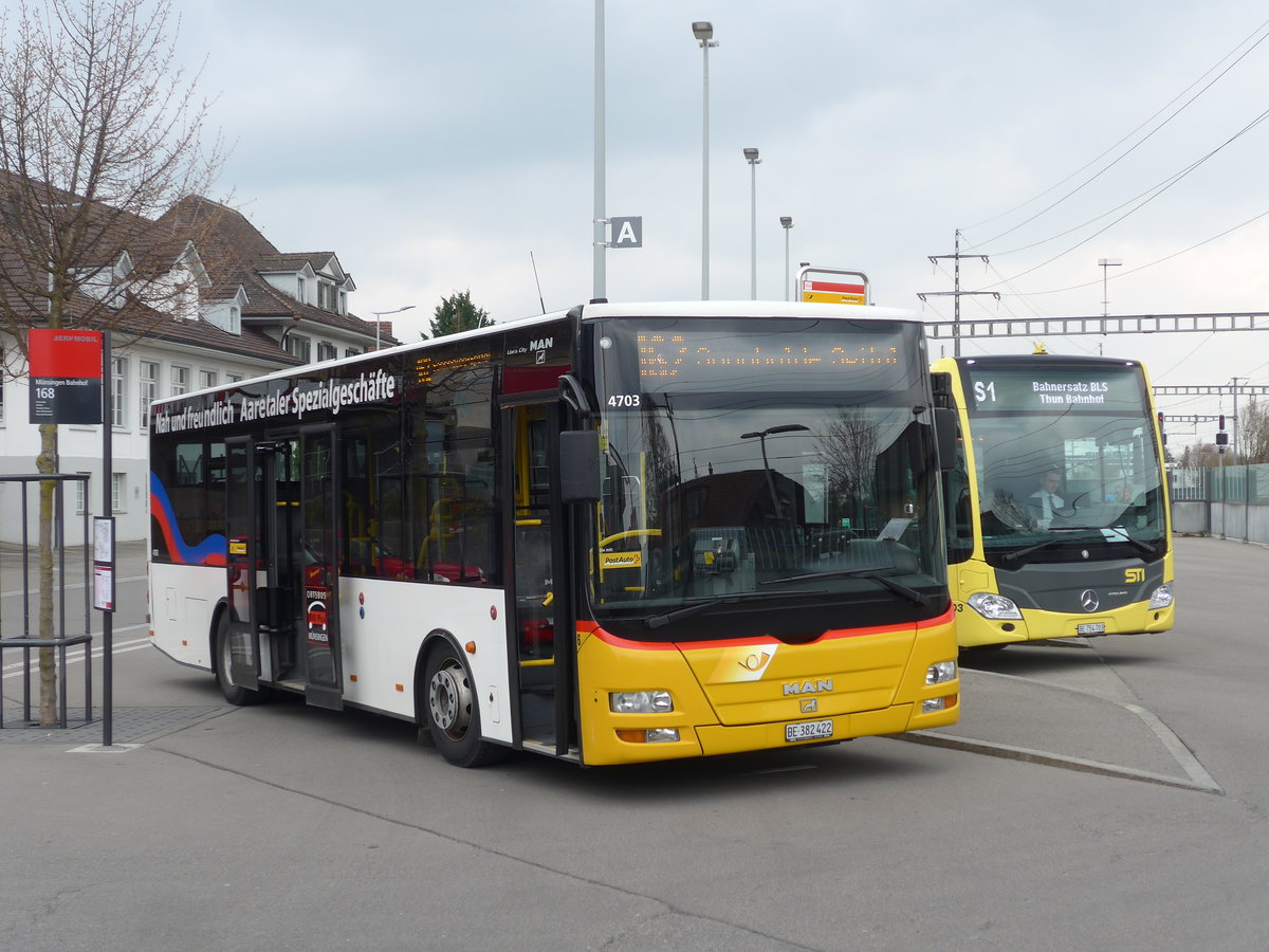 (203'651) - Lengacher, Wichtrach - Nr. 6/BE 382'422 - MAN/Gppel am 14. April 2019 beim Bahnhof Mnsingen